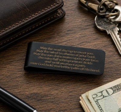 Black Irish Blessing Stainless Steel Money Clip