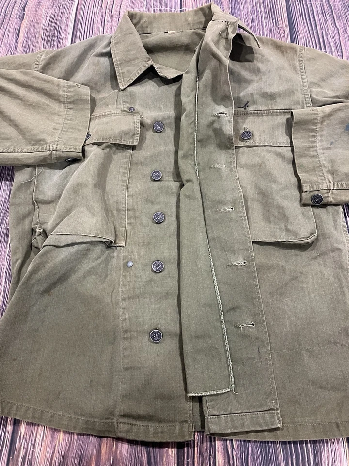 Men’s Vtg Army M-43 Jacket Size 36R Olive Drab WW2 1940’s HBT Field Jacket - Image 3 of 4