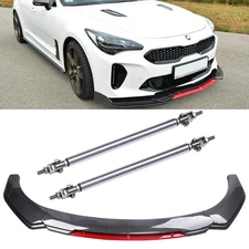 Front Bumper Lip Spoiler Splitter Strut Rods Carbon Fiber For KIA Stinger Forte