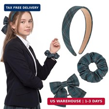 School Uniform Plaid Hair Headband Bow Hair Tie Accessories for Girls
