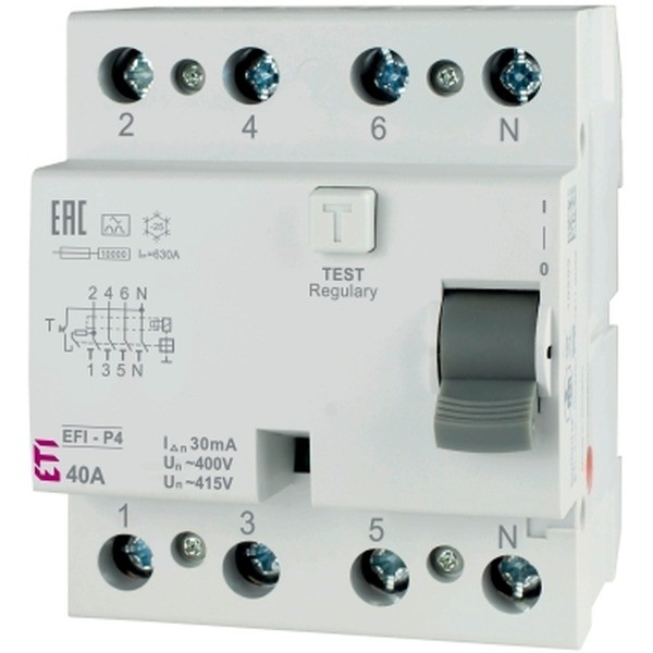 EFI-P4 25A/ 300MA/ AC DIFFERENTIAL SWITCH 25A 4P EFI-P 002061631