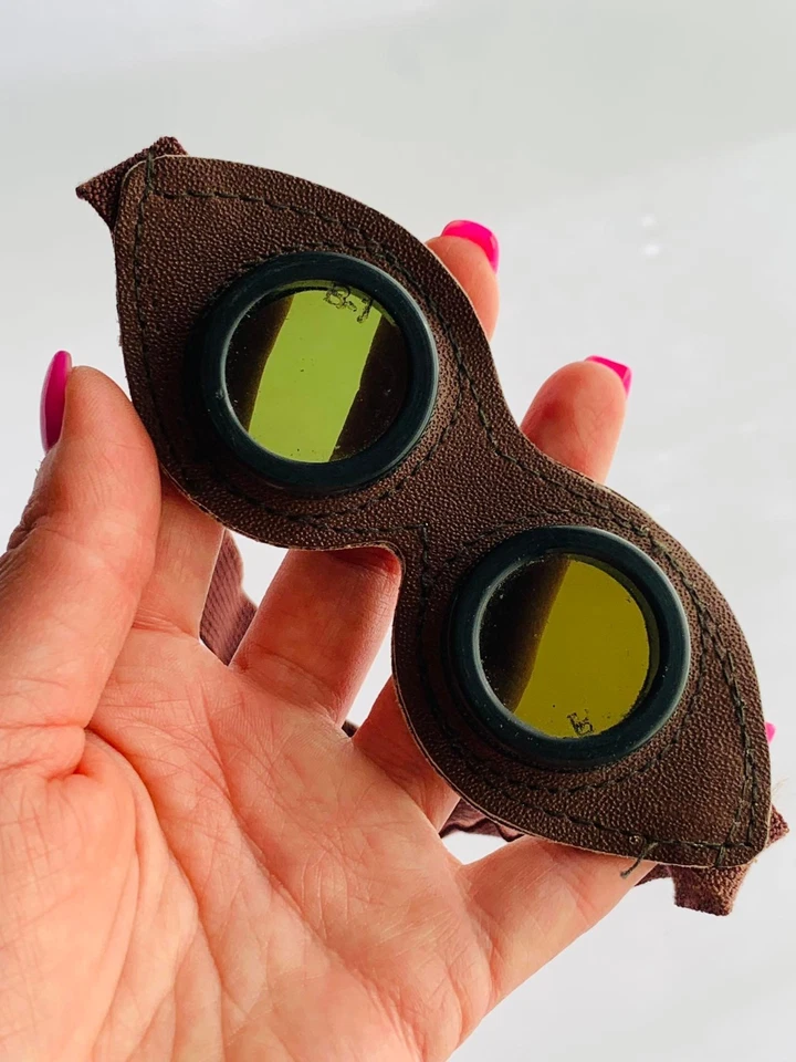 RARE 1960 Vintage Soviet USSR Welding Motorcycle Aviator Safety Sunglasses - Image 2 of 4