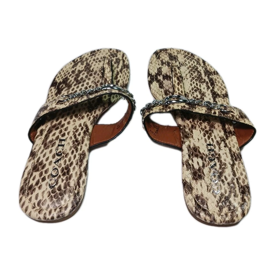 Sandalia Coach Jaclyn Mujer Talla 7.5 EE. UU. (Nueva - Defectuosa) Cuero Serpiente Estampado Pitón Foto 4 de 4