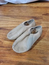 So Danca Beige Leather Jazz Dance Shoes Split Sole, Size 9.5 Kids