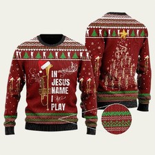 Jesus In Jesus Name I Play Ugly Christmas Sweate