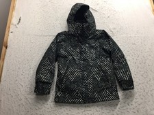 Columbia Interchange Coat Boys 7/8 S Small Black Chevron Full Zip Hooded Pockets