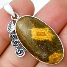 Floral - Ocean Jasper - Madagascar 925 Sterling Silver Pendant Jewelry P-1070