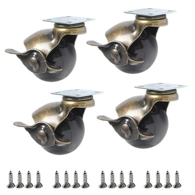Drehkugelrollen 50 mm Set für Möbel mit Bremse Tragkraft 120 kg für Stühle Tisch