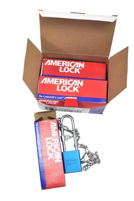 6pc American Lock A1107KABLUGM401 Safety Padlock w Chain Blue Series 1100 Keyed