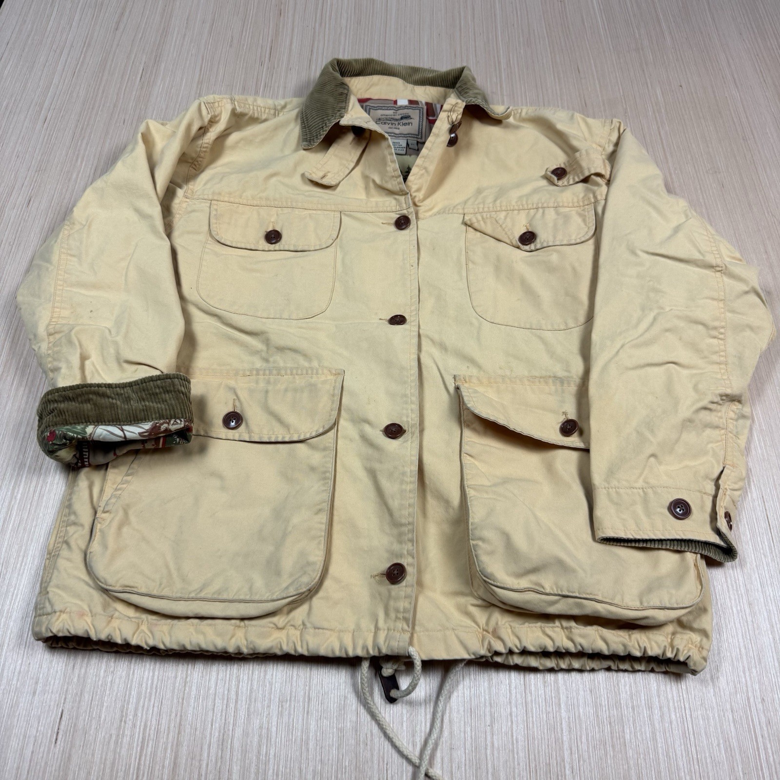 Vintage 90s Calvin Klein Barn Coat Chore Jacket Large Women’s Corduroy Collar
