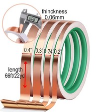 Copper Foil Tape Stained Glass Assorted Sizes 0.2/0.24/0.3/0.4"x 22Yards 4 Rolls