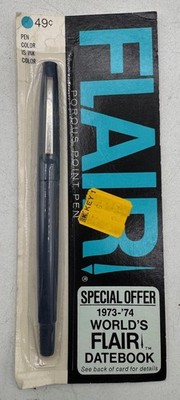 Vintage Flair Porous Point Pen Blue Ink 1973-74 Datebook Promo NOS Sealed USA