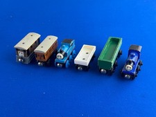 6pc SET THOMAS WOODEN TRAINS : SIR HANDEL, LOG CAR, TOBY etc No-name-on-bottom