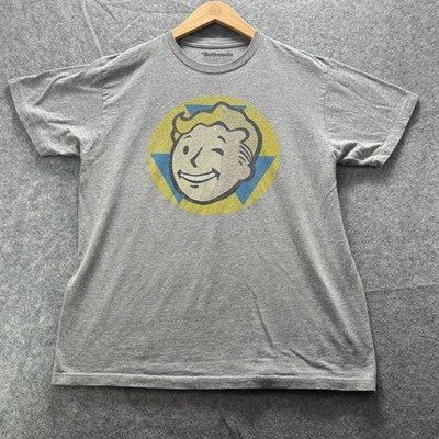 Bethesda Shirt Mens L Gray Fallout Vault Boy Graphic Tee Tagless Crewneck
