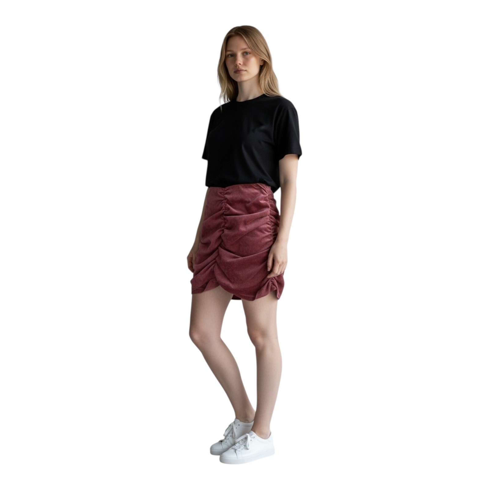 Zara Faux Suede Ruched Mini Skirt