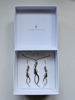 Sterling Silber Set Heide Genevieve Halskette & Ohrring Set 925 gepunzt