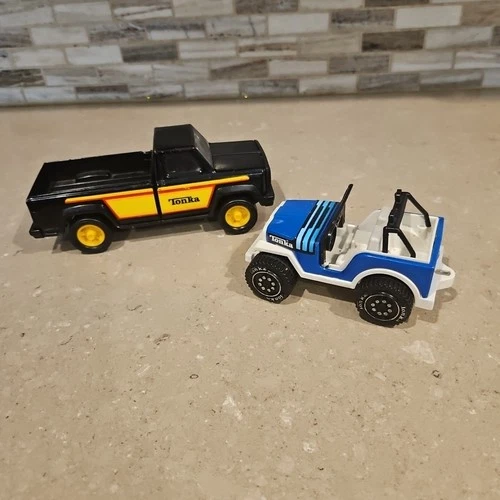 Vtg Tonka 1978 Pickup Truck Black/Yellow 1979 Jeep Blue/White 812892