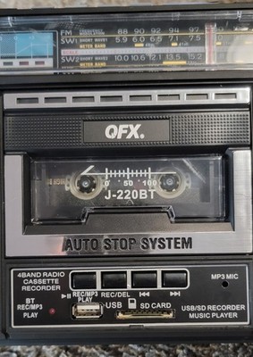 QFX J-220BT ReRun X Retro Cassette Player Boombox Bluetooth Radio