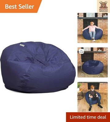 Classic Navy Bean Bag Chair for Kids in Durable SmartMax Fabric - Ready Filled