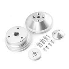 Alum For Chevy Small Block V-belt Pulley Kit Sbc Lwp 283 302 305 327 350 400