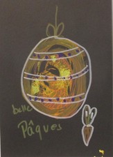 Ostern Karte Geld Gutschein Geschenkset b/w Karton Zeichnung orig sign ZM DinA5