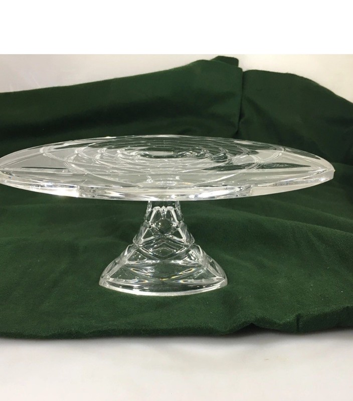 Block Glass Northwinds Polish Crystal Clear Cake Stand Plate 12*12*12 Triangular