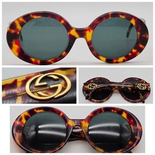 GUCCI GG2410/S 02Y Sunglasses Thick Tortoise Brown Havana Round 49-22 135 Italy