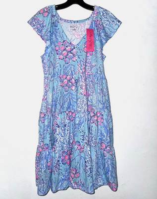 Lilly Pulitzer Kawai Tiered Dress Blue Ibiza Now You Sea Me S; NWT