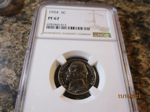 1954 JEFFERSON NICKEL PROOF NGC PF 67    013