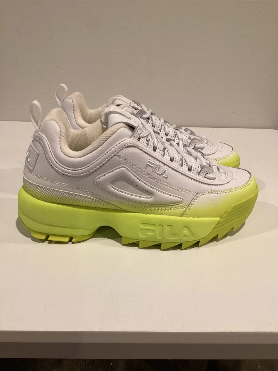 Fila Disruptor 2 Premium White Green Sample Shoes Women's Size 7 New  Without Box