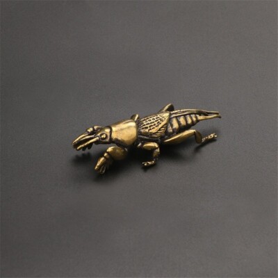 Pure Brass Beetle Insect Figurine Field Cricket Miniature Tea Pet Ornament Craft