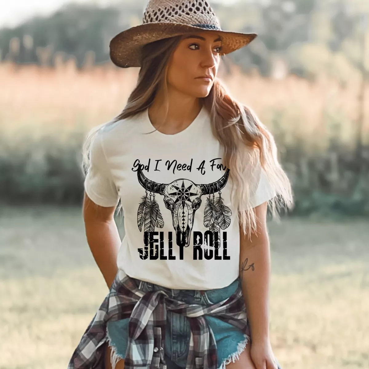 Have en picnic Ret Sæbe Women&#039;s Jelly Roll God I Need A Favor Country Music Western Graphic Tee  Shirt | eBay