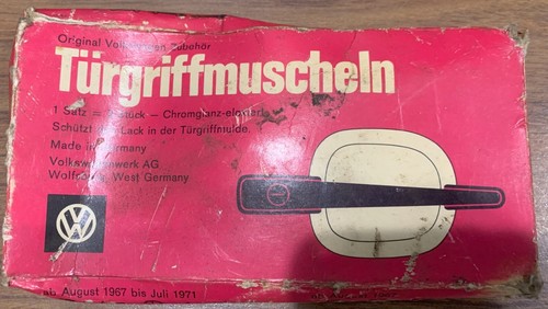 VW Bug Aug 1967 to July 1971 Pair Beetle Door Handle Shields Made in Germany NOS - Picture 5 of 5