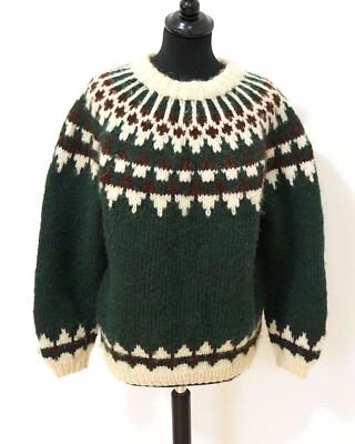 Island Norweger Damen Strick Pullover Grösse M Schurwolle