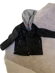 Boys 3t Black Hooded Zip Up Jacket Genuine By Osh Kosh