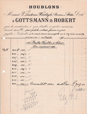 Gottsmann & Robert Bischwiller RE 1898 Elsaß Alsace Frankreich Houblons Hopfen