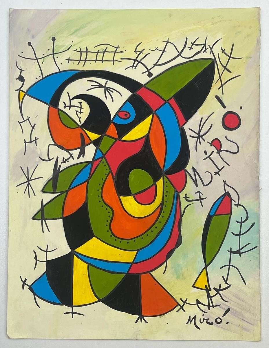 Joan Miró (Handmade) Drawing On old Paper Signed & Stamped Joan Miró (Handmade) Drawing On old Paper Signed & Stamped