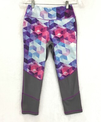 RBX Athletic Capri Pants / Geometric Cubes Stretch Crop Yoga Leggings / Size S 
