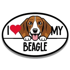 Magnet Me Up I Love My Beagle Dog Breed Car Magnet Decal, 4x6 inches