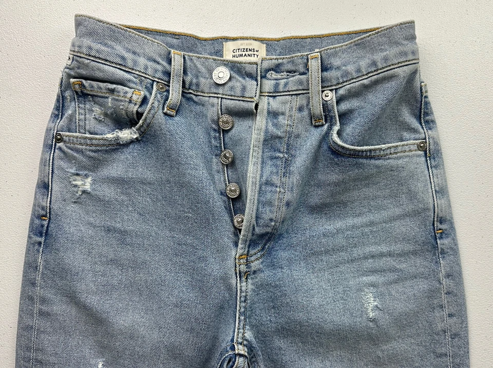 Pantalones de mezclilla Citizens of Humanity para mujer 23 Jolene vintage ajustados lavado claro desgastados Foto 4 de 4