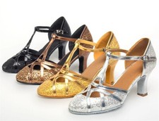 Women's 1920s Modern Flapper Gatsby Heels Shoes Salsa Tango Ballroom Latin Party