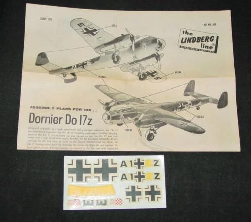 Vintage Lindberg Dornier Do17Z Bomber 1:72 Scale Plastic Model Kit 57:100 (NEW) - Image 2 of 4