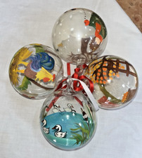 Deko-Kugel, vintage Fensterkugeln Glas, bemalt mit Motiven der Vier Jahreszeiten