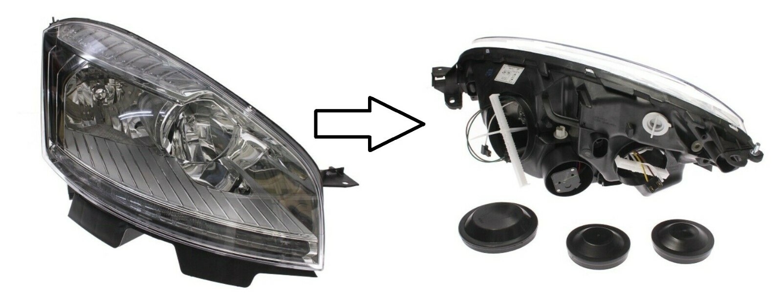 Phare avant droit avec moteur de réglage électrique pour éclairage optimal Citroën C4