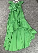 Venus Swing Dress Womens Medium Ruffle Green Long Maxi  Short Sleeve New N89