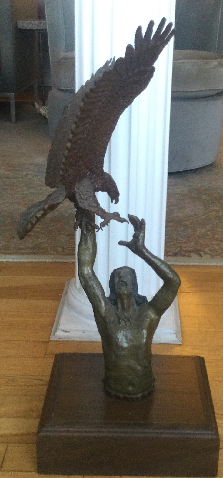 Wally Shoop Eagle Catcher Bronze Metal Sculpture 23.5" x 14.5” eBay