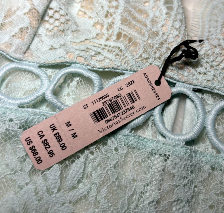 UNDERCOVER Abito Victoria Secrets Dream Angels floreale pizzo e anello slip taglia M blu acqua rosa