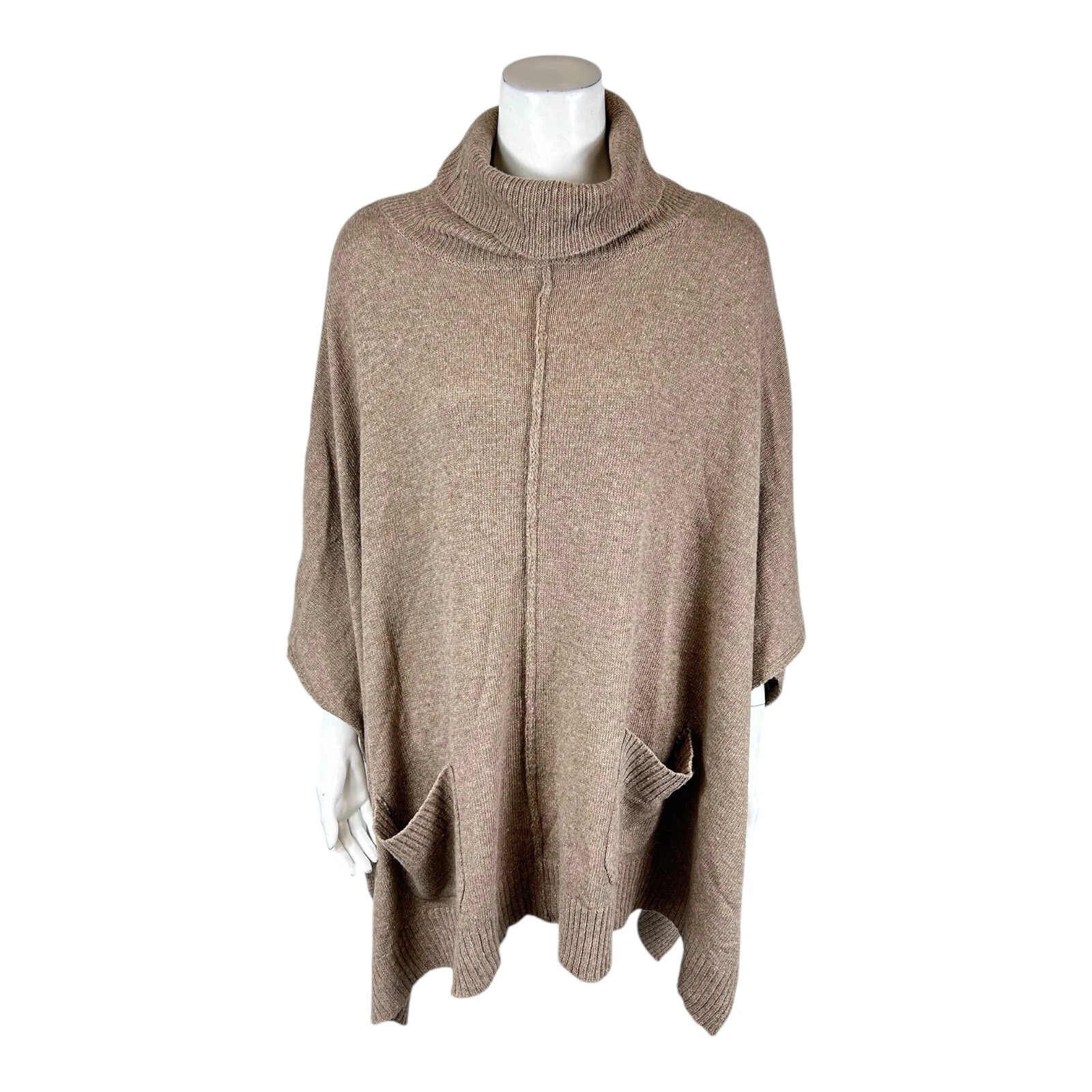 Bishop + Young Women's Lightweight Knit Poncho Camel X-Large/1X Size