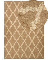 Teppich Jute Beige Rechteckig 160X230 Cm Marokkanisches Muster Kurzflor Mermer