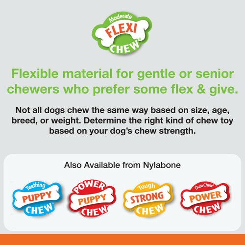 Nylabone FlexiChew Twin Pack Chicken & Original Flavor Bone Dog Chew Toys, XS - 第 4/7 張圖片